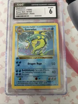 Pokemon TCG Gyarados Holo Rare Card Base Set 6/102 1st Edition 1999 - Image 1