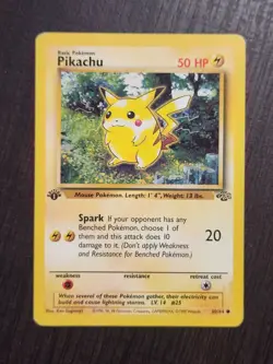 1st Edition Pikachu Jungle Pokemon Card Creases 60/64 Common - Image 1