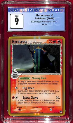 CGC 9 2006 Pokemon Ex Dragon Frontiers Holo Heracross #3 - Image 1