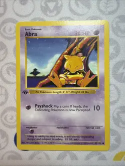 Abra - 43/102 - Pokemon Base Set Shadowless 1st Edition Card WOTC LP/MP - Image 1