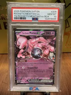 POKEMON 2025 Team Rocket Box Promo ROCKET'S MEWTWO EX #205 PSA 10 Gem Mint - Image 1