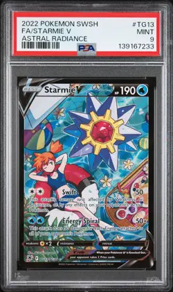 2022 POKEMON SWORD & SHIELD ASTRAL RADIANCE #TG13 FULL ART/STARMIE V PSA 9 - Image 1
