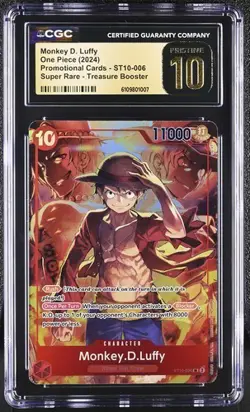 One Piece Monkey.D.Luffy (Treasure Booster Set) ST10-006 Promo CGC Pristine 10 - Image 1