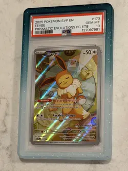 2025 POKEMON PRISMATIC EVOLUTIONS POKEMON CENTER ETB PROMO SVP #173 EEVEE PSA 10 - Image 1