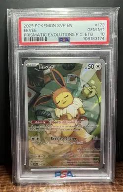2025 POKEMON SVP PRISMATIC EVOLUTIONS POKEMON CENTER ETB PROMO #173 EEVEE PSA 10 - Image 1