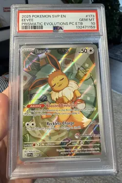 2025 POKEMON PRISMATIC EVOLUTIONS POKEMON CENTER ETB PROMO SVP #173 EEVEE PSA 10 - Image 1