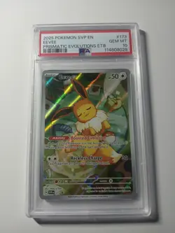 2025 POKEMON PRISMATIC EVOLUTIONS POKEMON CENTER ETB PROMO SVP #173 EEVEE PSA 10 - Image 1