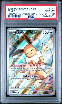 2025 POKEMON SVP PRISMATIC EVOLUTIONS POKEMON CENTER ETB PROMO #173 EEVEE PSA 10 - Image 1