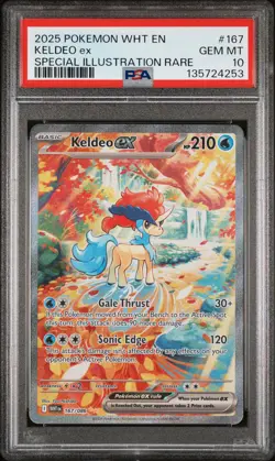 2025 POKEMON WHT EN-WHITE FLARE SPECIAL ILLUSTRATION RARE #167 KELDEO EX PSA 10 - Image 1