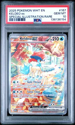 2025 POKEMON WHT EN-WHITE FLARE SPECIAL ILLUSTRATION RARE #167 KELDEO EX PSA 10 - Image 1