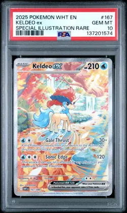 2025 POKEMON WHT EN-WHITE FLARE SPECIAL ILLUSTRATION RARE #167 KELDEO EX PSA 10 - Image 1