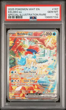 2025 POKEMON WHT EN-WHITE FLARE SPECIAL ILLUSTRATION RARE #167 KELDEO EX PSA 10 - Image 1