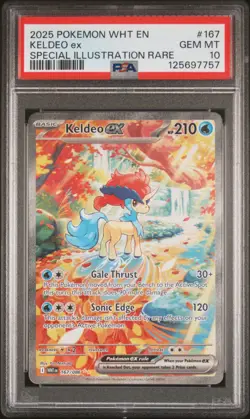 2025 POKEMON WHT EN-WHITE FLARE SPECIAL ILLUSTRATION RARE #167 KELDEO EX PSA 10 - Image 1