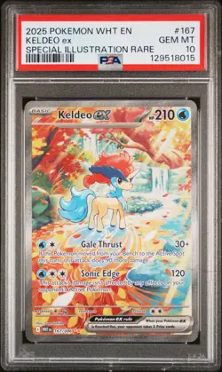 2025 POKEMON WHT EN-WHITE FLARE SPECIAL ILLUSTRATION RARE #167 KELDEO EX PSA 10 - Image 1