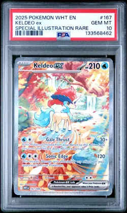 2025 POKEMON WHT EN-WHITE FLARE SPECIAL ILLUSTRATION RARE #167 KELDEO EX PSA 10 - Image 1