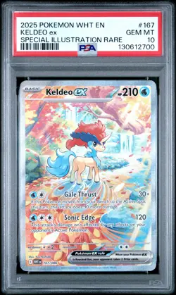 2025 POKEMON WHT EN-WHITE FLARE SPECIAL ILLUSTRATION RARE #167 KELDEO EX PSA 10 - Image 1