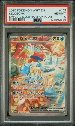 2025 POKEMON WHT EN-WHITE FLARE SPECIAL ILLUSTRATION RARE #167 KELDEO EX PSA 10 - Image 1