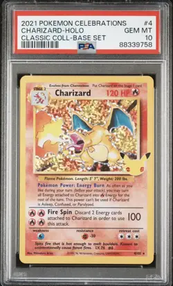 PSA 10 GEM MINT Charizard Celebrations Classic Collection Pokemon Card 4/102 - Image 1