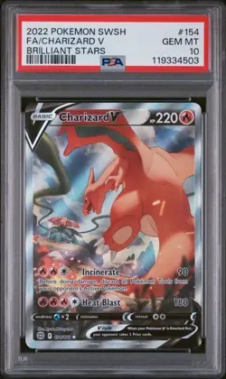 PSA 10 Charizard V 154/172 Full Alt Art Pokemon TCG Brilliant Stars - Image 1
