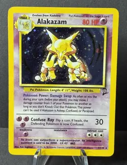Pokemon Alakazam TCG Card 1/130 Base Set 2 Holo Unlimited Rare - Image 1