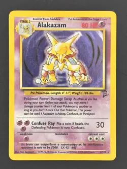 Alakazam 1/130 Base Set 2 Holo Unlimited Rare Pokemon TCG SWIRL - Image 1