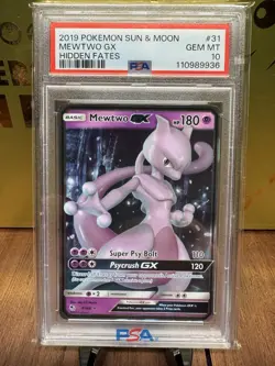 2019 Pokemon Sun & Moon Mewtwo Gx Hidden Fates #31 PSA 10 Gem Mint - Image 1