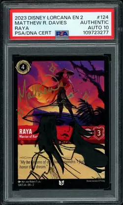 2023 Disney Lorcana Raya #124 Matthew Davies Signed Sketched PSA AUTO 10 - Image 1