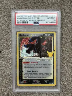 Pokemon Umbreon Gold Star PSA 10 Celebrations Classic Coll. 17/17 Gem Mint - Image 1