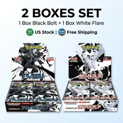 2 BOXES Pokemon TCG SV11B Black Bolt + SV11W White Flare Sealed Booster Box Set - Image 1