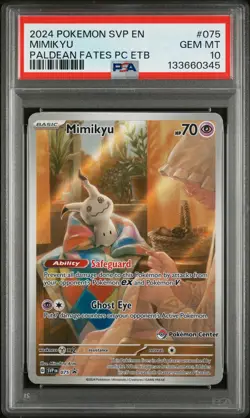 2024 POKEMON SVP PALDEAN FATES POKEMON CENTER ETB PROMO #075 MIMIKYU PSA 10 - Image 1