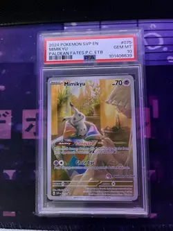 2024 POKEMON SVP PALDEAN FATES POKEMON CENTER ETB PROMO #075 MIMIKYU PSA 10 - Image 1