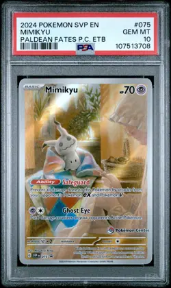 2024 POKEMON PALDEAN FATES POKEMON CENTER ETB PROMO SVP #075 MIMIKYU PSA 10 - Image 1
