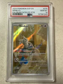 2024 Pokemon SVP EN Mimikyu #075 Promo Paldean Fates Pokemon Center ETB PSA 10 - Image 1