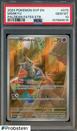 2024 Pokemon Center SVP EN Paldean Fates ETB Promo #075 Mimikyu PSA 10 GEM MINT - Image 1