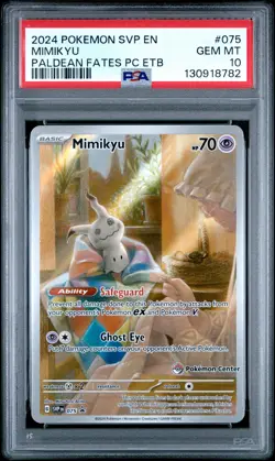2024 POKEMON PALDEAN FATES POKEMON CENTER ETB PROMO SVP #075 MIMIKYU PSA 10 - Image 1