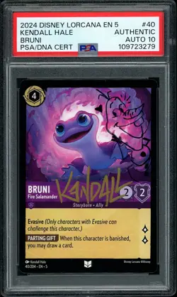 2024 Disney Lorcana Bruni #40 Kendall Hale Signed Olaf Sketched PSA AUTO 10 - Image 1
