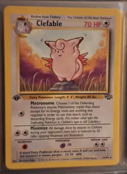 1999 Pokemon TCG Clefable 17/64 Jungle 1st Edition Rare Non Holo Card Vintage MP - Image 1