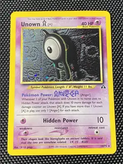 Unown A Holo 14/75 Swirl Neo Discovery Rare Pokemon Card NM - Image 1