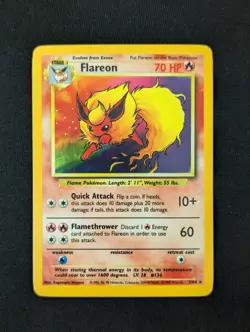 Pokemon TCG Flareon Jungle 3/64 ULTD No Symbol Error Holo Vintage Rare 1999 MP - Image 1
