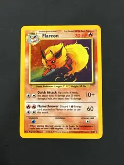 Pokemon TCG Flareon Jungle 3/64 No Symbol Error Holo Vintage Rare WOTC 1999 MP - Image 1
