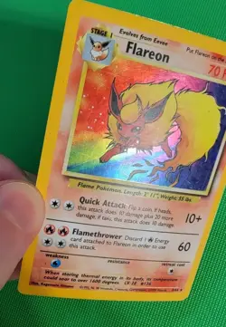 Pokemon TCG Flareon Jungle 3/64 No Jungle Symbol Error Unlim Holo Rare HP/ DMG - Image 3