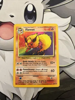 Pokemon TCG Flareon Jungle 3/64 Unlimited Holo Rare *No Symbol Error LP - Image 1