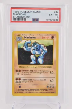 1999 Pokemon Game #34 Machoke Shadowless PSA 6 - Image 1