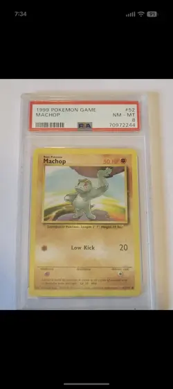 PSA 8 - Pokemon Card - Base 52/102 - MACHOP Base Set Unlimited - Image 1