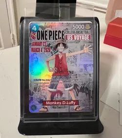 One Piece Monkey D. Luffy US Voyage College Basketball Promo Card Mint In-Hand - Image 1