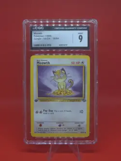 Pokemon TCG CGC 9 Meowth 56/64 Jungle Regular - Image 1