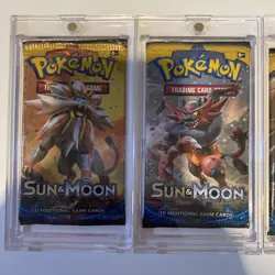Pokemon Sun & Moon Base Art Set Of 5 Booster Packs Factory Sealed In Acrylic - Image 2