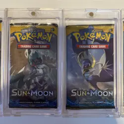 Pokemon Sun & Moon Base Art Set Of 5 Booster Packs Factory Sealed In Acrylic - Image 3