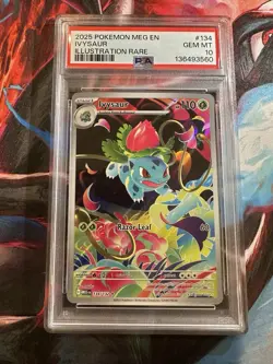2025 Pokemon Mega Evolution Ivysaur #134 Illustration Rare PSA 10 Gem Mint - Image 1