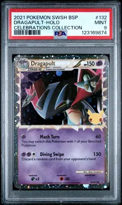 2021 POKEMON SWSH BLACK STAR PROMO CELEBRATIONS COLL #132 DRAGAPULT-HOLO PSA 9 - Image 1